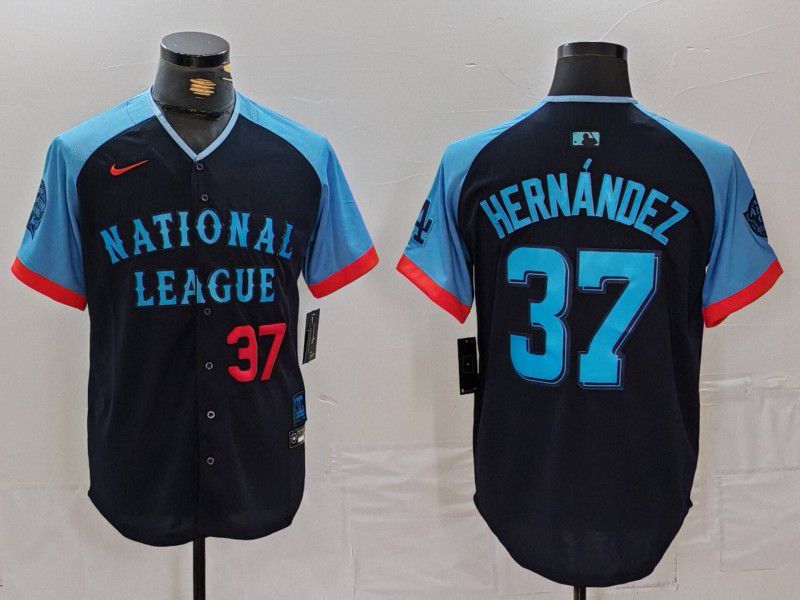 Men Los Angeles Dodgers 37 Hernandez Blue All star 2024 Nike MLB Jersey style 7261